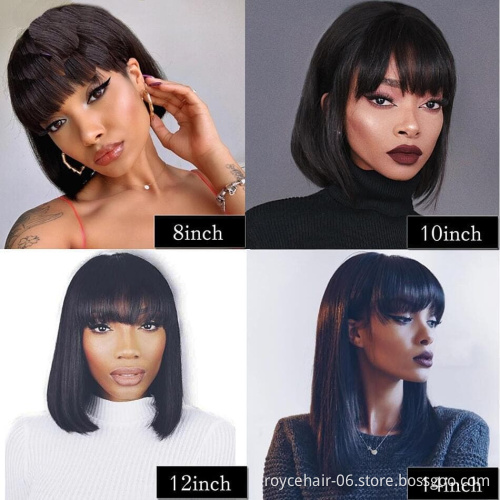 8 Inch Short Wavy Middle Part Peruvian Human Hair Deep Wave Curly Full Lace Bob Wigs with Baby Hair for African American